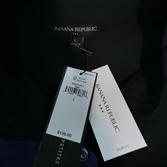 NWT Banana Republic Shirt dress Size L w belt. Navy blue - Picture 6 of 10